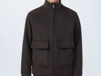 Куртка из пальтовой ткани с накладными карманами, Коричневый