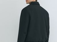 Утеплённый бомбер с отложным воротником, Черный