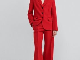 Однобортный приталенный жакет, Красный