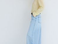 Широкие джинсы с высокой посадкой, Голубой