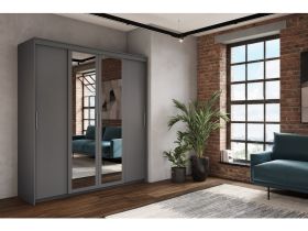 Шкаф-купе Тебар 4-200x220 Графитовый 2 зеркала