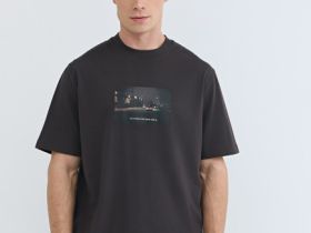 Футболка с принтом, Коричневый