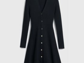 Вязаное платье мини, Черный