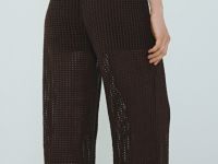 Широкие брюки из структурной ткани, Коричневый