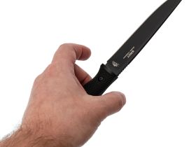 Туристический нож Кмет, сталь AUS-8, рукоять резинопластик черный