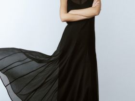 Шифоновое платье А-силуэта, Черный