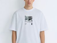 Футболка свободного кроя с принтом, Белый