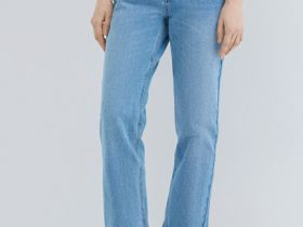 Прямые джинсы со средней посадкой, Голубой