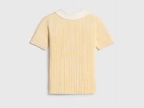 Вязаный джемпер с коротким рукавом для девочек, Желтый