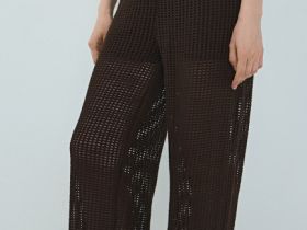 Широкие брюки из структурной ткани, Коричневый