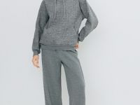 Худи с фактурными косами, Серый