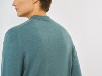 Вязаный джемпер-поло с длинным рукавом, Голубой