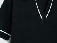 Джемпер-поло с коротким рукавом, Черный