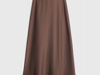 Атласная юбка миди А-силуэта, Коричневый