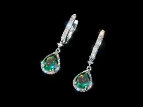 Серьги из белого золота с и изумрудами э4767сг10250367_white