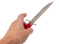 Нож Витязь B5400-2 Разведчик, сталь 9Cr18MoV, рукоять эластомер, красный