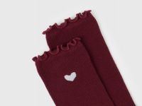 Носки в рубчик с сердечком, Фиолетовый