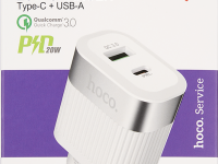 Зарядное устройство Hoco RC4 USB/USB-C 20 Вт Белое