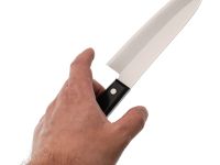 Кухонный Шеф нож Сантоку Tojiro Western Knife F-316, сталь VG-10, рукоять стабилизированная древесина, черный