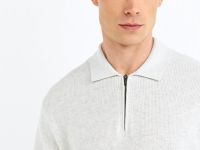Поло из текстурной ткани с молнией, Серый
