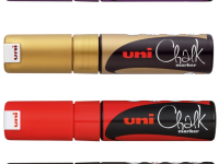 Маркер меловой Uni PWE-8K, 8 мм, клиновидный, флуорисцентный оранжевый