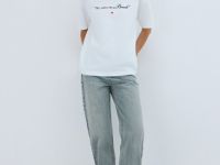 Прямые джинсы со средней посадкой, Голубой