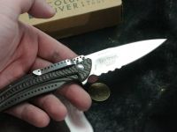Складной нож CRKT Ripple Grey Combo, сталь Acuto 440, рукоять нержавеющая сталь 420J2