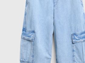 Джинcы оверсайз для девочек, Голубой