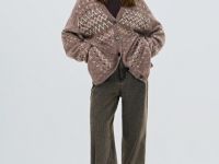 Кардиган из пряжи с шерстью альпака, Коричневый