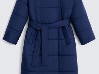 Стеганое утепленное пальто с поясом