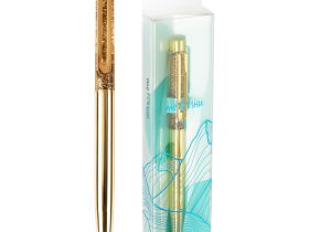 Ручка шариковая автоматическая MESHU "Gold sand" синяя, 1,0 мм