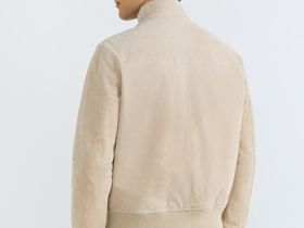 Бомбер из натуральной замши, Бежевый
