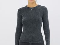 Лонгслив в рубчик, Серый