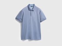 Поло из шелковистого пике, Синий