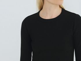 Лонгслив в рубчик, Черный