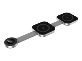 Беспроводное зарядное устройство WIWU Planeta Trio 15W 3 в 1 для iPhone/Apple Watch/AirPods (Wi-W031) (серебристый)