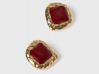 Серьги с искусственным камнем, Золотой