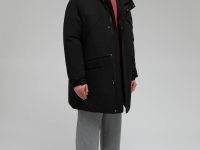 Пуховое пальто свободного силуэта с капюшоном