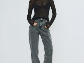 Лонгслив из кружева, Черный