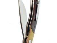 Складной нож Petrified Fish Hourglass, сталь K110, рукоять дерево, snake wood