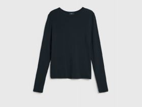 Лонгслив с содержанием модала и шёлка, Черный