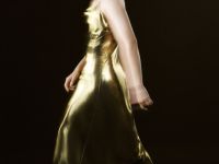 Платье из ткани с эффектом жидкого золота, Золотой