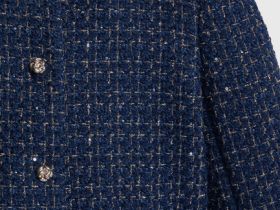 Укороченный жакет из твида, Синий