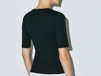 Футболка в рубчик с V-вырезом, Черный