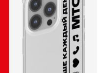 Чехол-накладка iPhone 13 Pro Max прозрачный с красным принтом