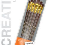 Набор кистей бордовая синтетика Pinax "CREATIVE" овальные 6 шт, длинная ручка