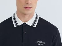 Поло из хлопка с принтом, Синий