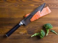 Нож кухонный Шеф Samura DAMASCUS - SD-0085, сталь V-Gold 10 и дамаск, рукоять стеклотекстолит G10, 200 мм