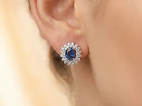 Серьги из белого золота с сапфирами э4758сг03210405