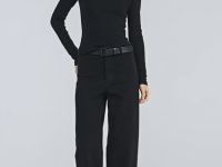 Укороченные широкие джинсы, Черный